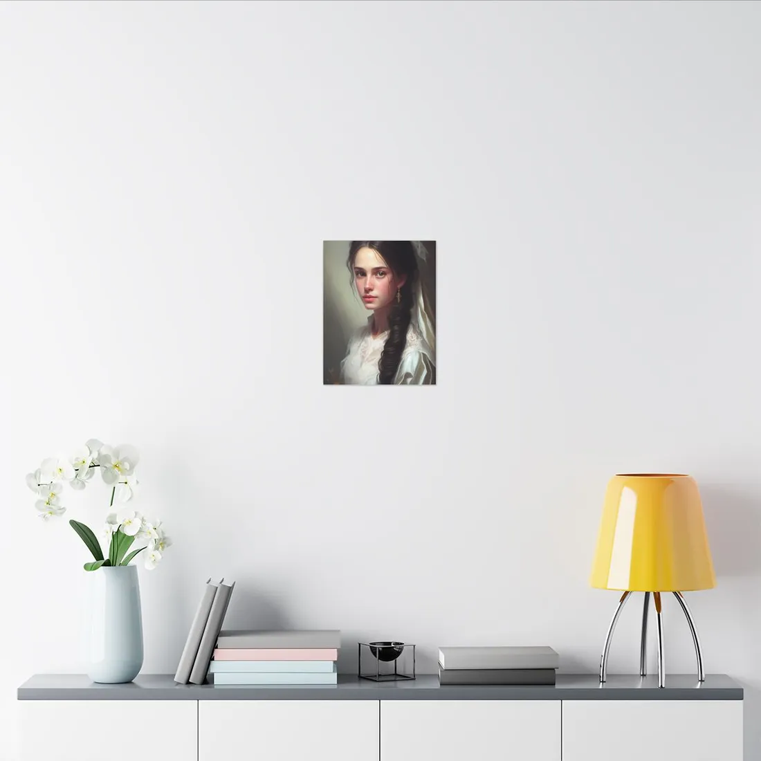 Serious Female Portrait: Brown Hair and Dark Top - Canvas