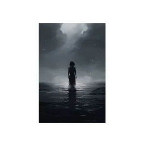 Woman Standing in Dark Water Metal Poster