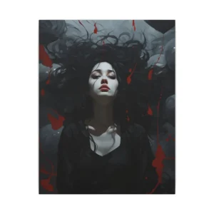 Woman with Dark Flowing Hair Canvas Print