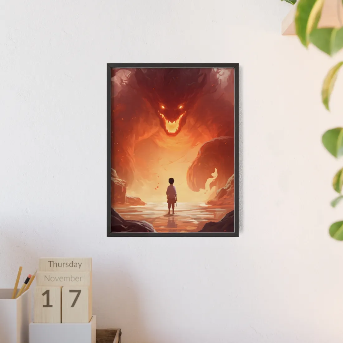 Simple Indoor Portrait: A Neutral Background Photography - Framed Poster