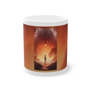 Boy Facing Fire Dragon Mug