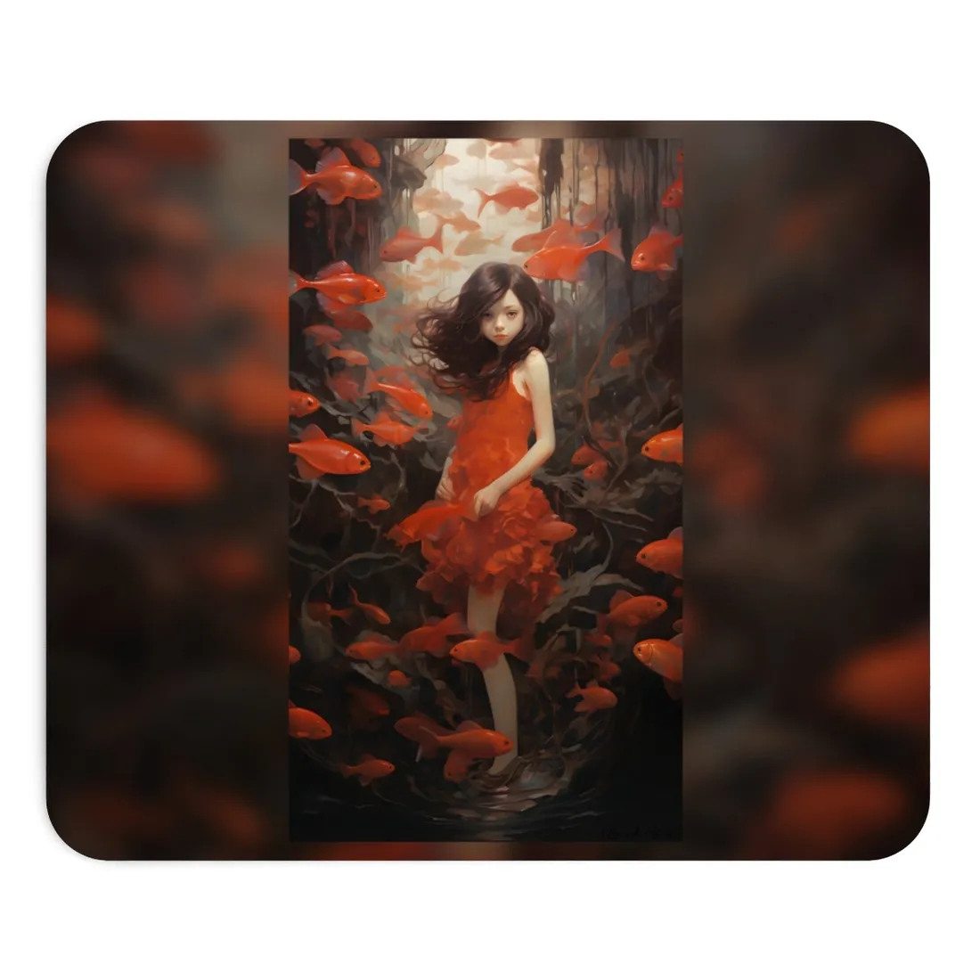 Simple Orange Still Life: Casual Wooden Table Art - Mouse Pad