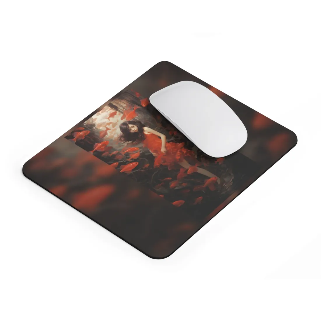 Simple Orange Still Life: Casual Wooden Table Art - Mouse Pad