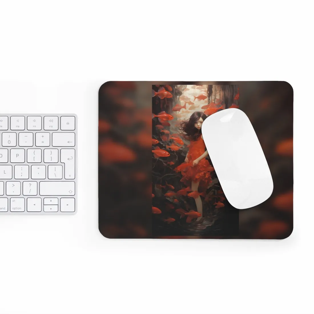 Simple Orange Still Life: Casual Wooden Table Art - Mouse Pad