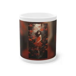 Girl Surrounded by Red Fish Mug