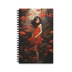 Girl Surrounded by Red Fish Spiral Notebook
