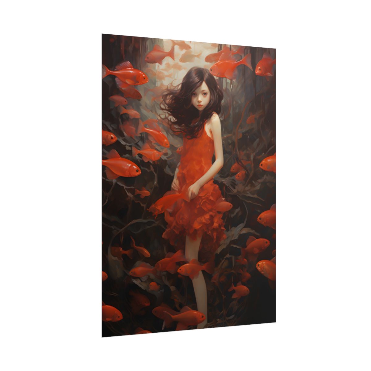 Simple Orange Still Life: Casual Wooden Table Art - Poster