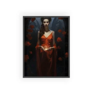Woman Holding Glowing Orb Framed Poster