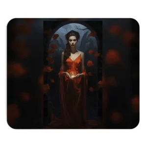 Woman Holding Glowing Orb Mouse Pad