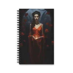 Woman Holding Glowing Orb Spiral Notebook