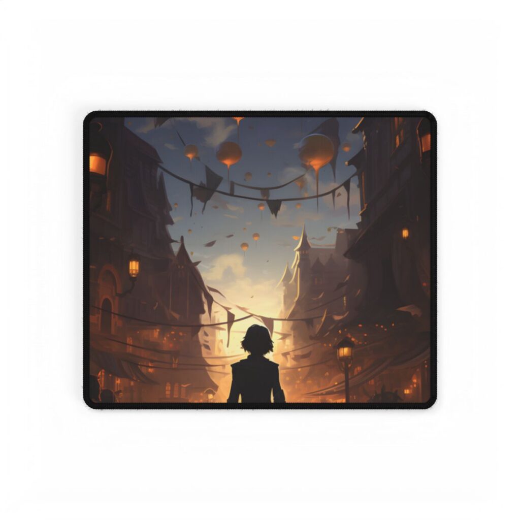 Simple Portrait: Person in White Shirt and Dark Pants - Desk Mat