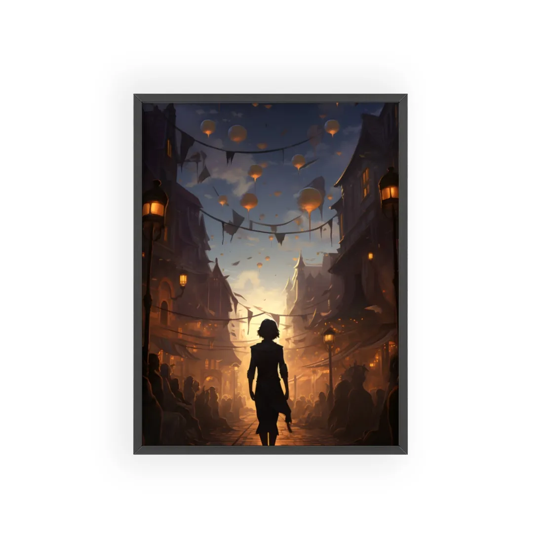 Simple Portrait: Person in White Shirt and Dark Pants - Framed Poster
