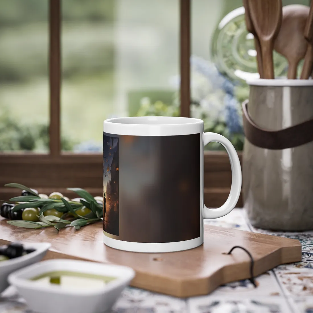 Simple Portrait: Person in White Shirt and Dark Pants - Mug
