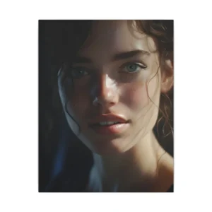 Woman with Curly Dark Hair Canvas Print
