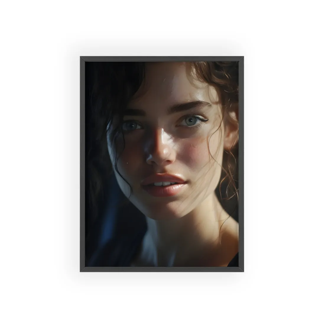 Smiling Portrait of a Woman: Close-Up Art - Framed Poster