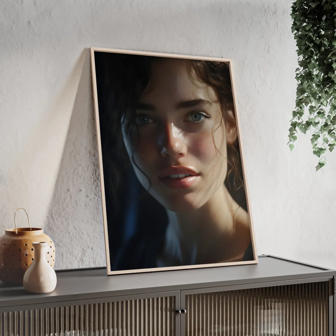 Smiling Portrait of a Woman: Close-Up Art - Framed Poster