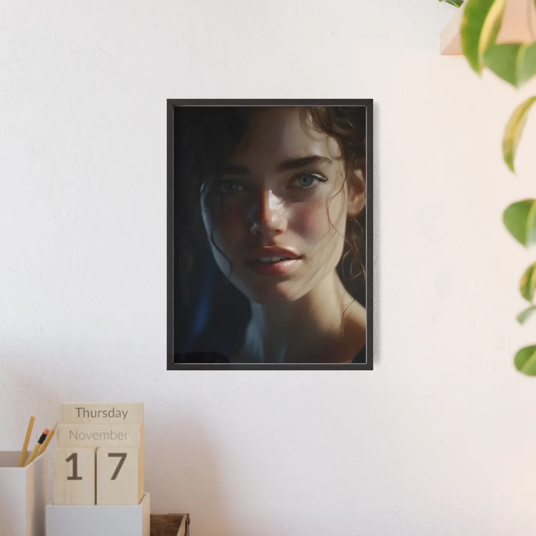 Smiling Portrait of a Woman: Close-Up Art - Framed Poster