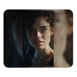 Woman with Curly Dark Hair Mouse Pad