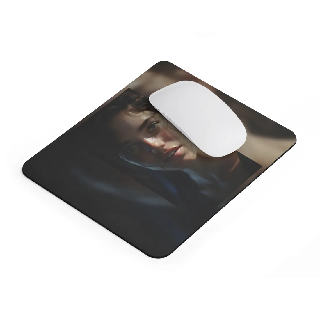 Smiling Portrait of a Woman: Close-Up Art - Mouse Pad