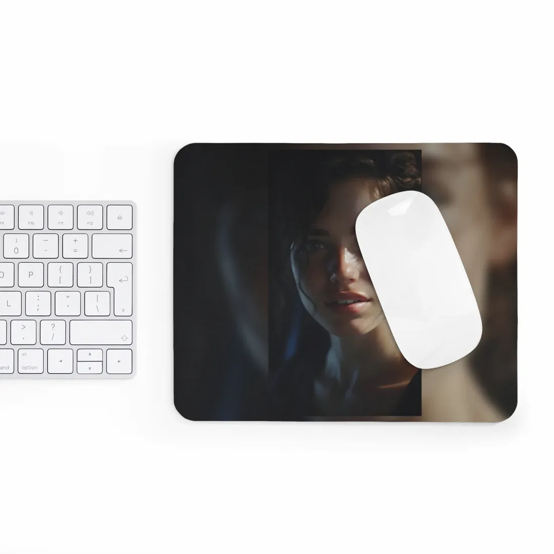 Smiling Portrait of a Woman: Close-Up Art - Mouse Pad
