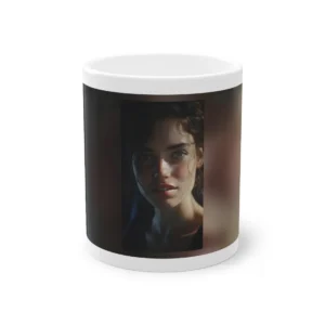 Woman with Curly Dark Hair Mug