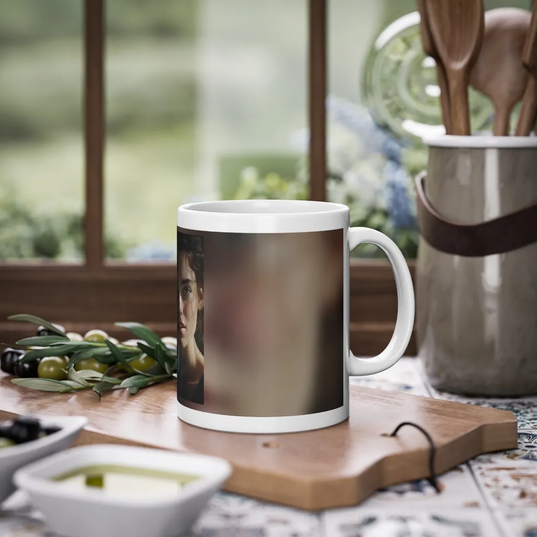 Smiling Portrait of a Woman: Close-Up Art - Mug
