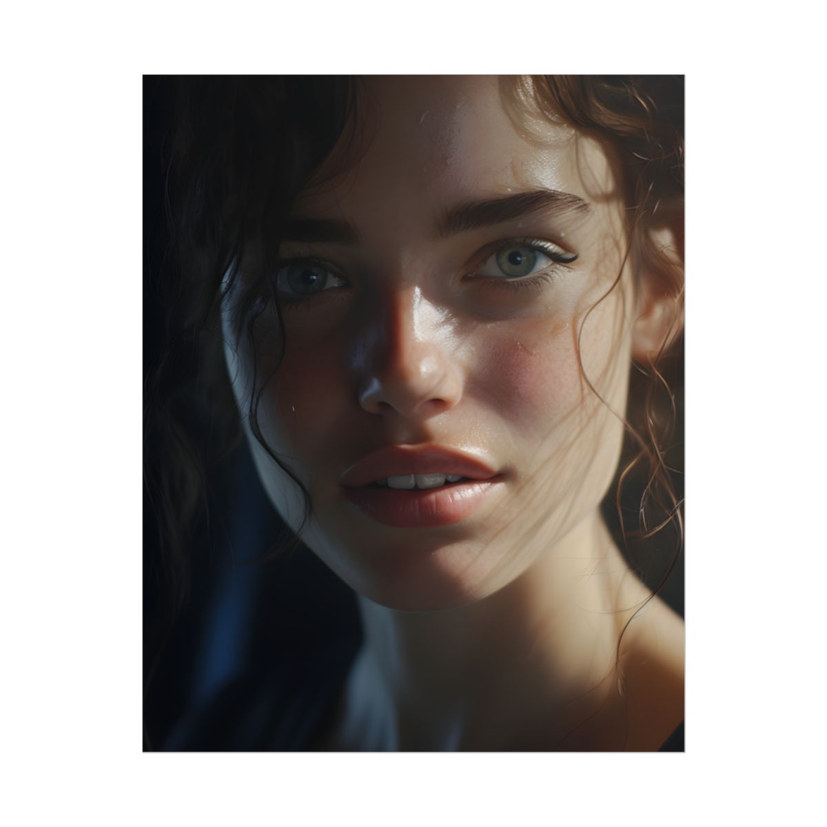 Smiling Portrait of a Woman: Close-Up Art - Poster