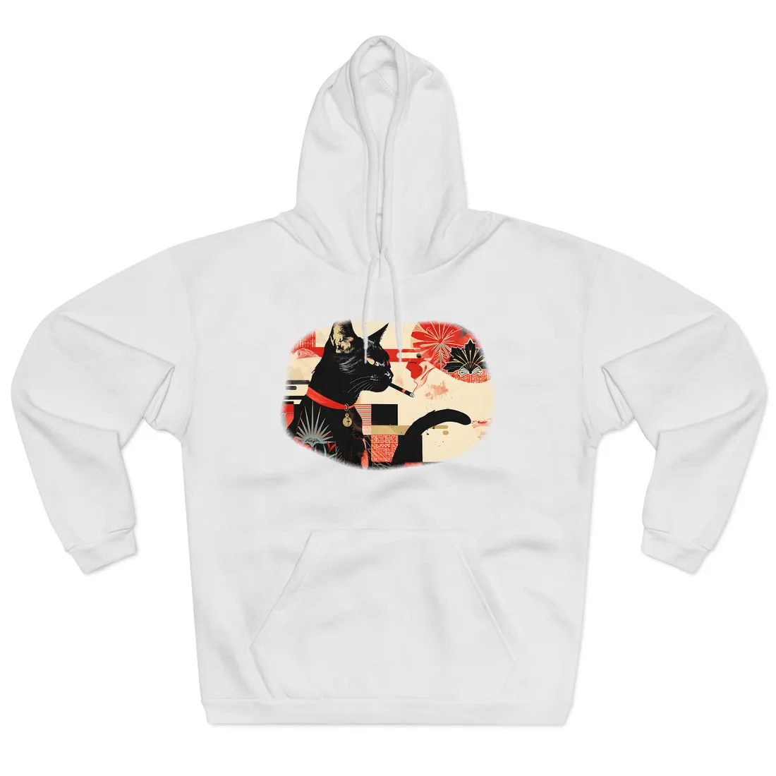 Smoking Cat: Whimsical Feline Moment - Hoodie (White)