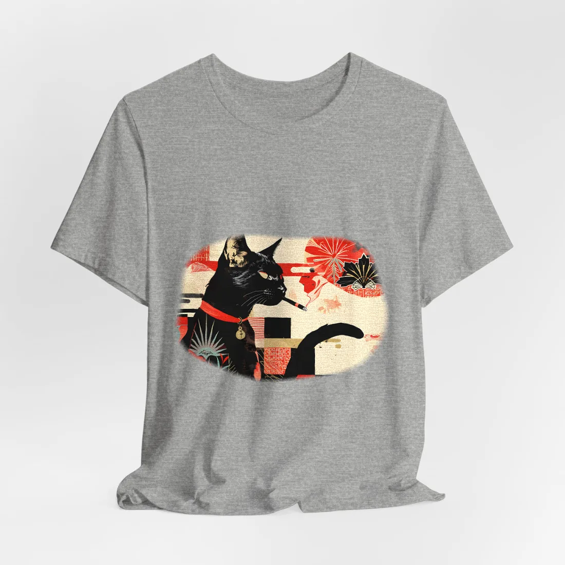 Smoking Cat: Whimsical Feline Moment - T-Shirt (Athletic Heather)