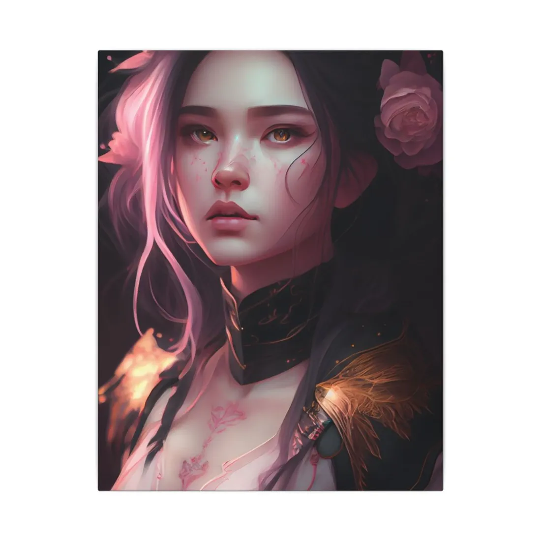Soft Focus Portrait: Astonishing Female with Pink Hair in a Dre - Canvas