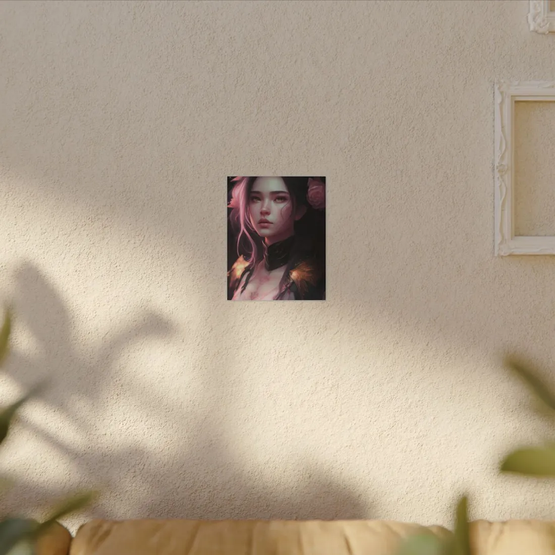 Soft Focus Portrait: Astonishing Female with Pink Hair in a Dre - Canvas