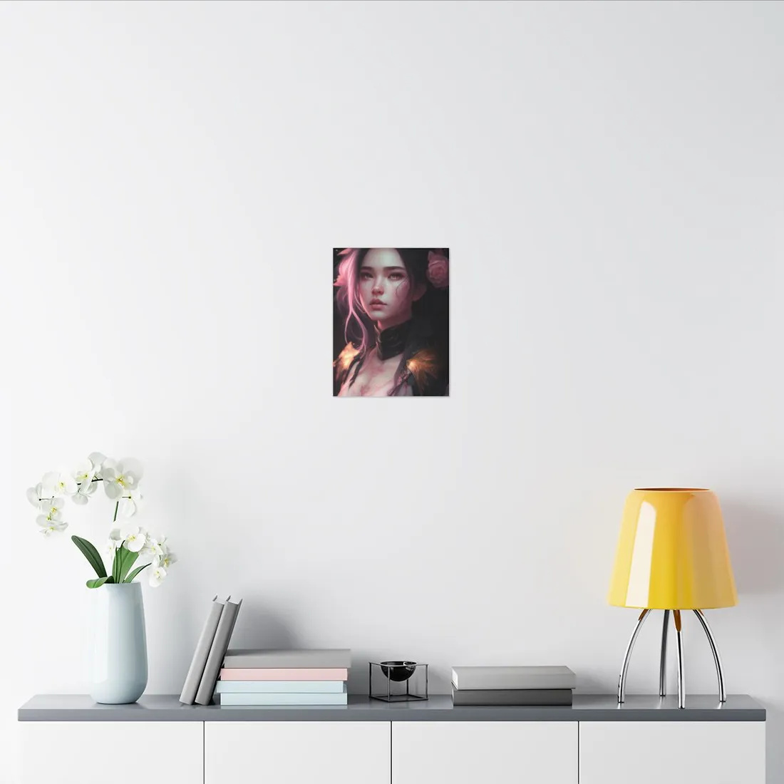 Soft Focus Portrait: Astonishing Female with Pink Hair in a Dre - Canvas