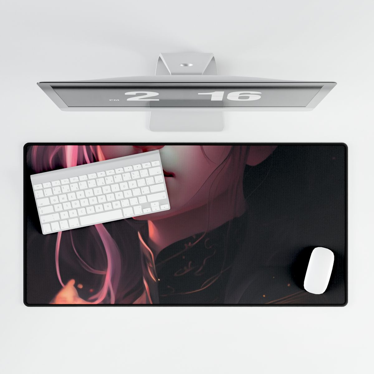 Soft Focus Portrait: Astonishing Female with Pink Hair in a Dre - Desk Mat