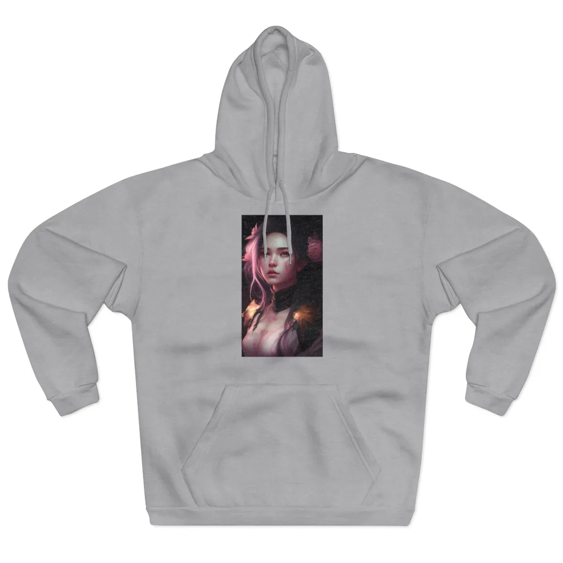 Soft Focus Portrait: Astonishing Female with Pink Hair in a Dre - Hoodie