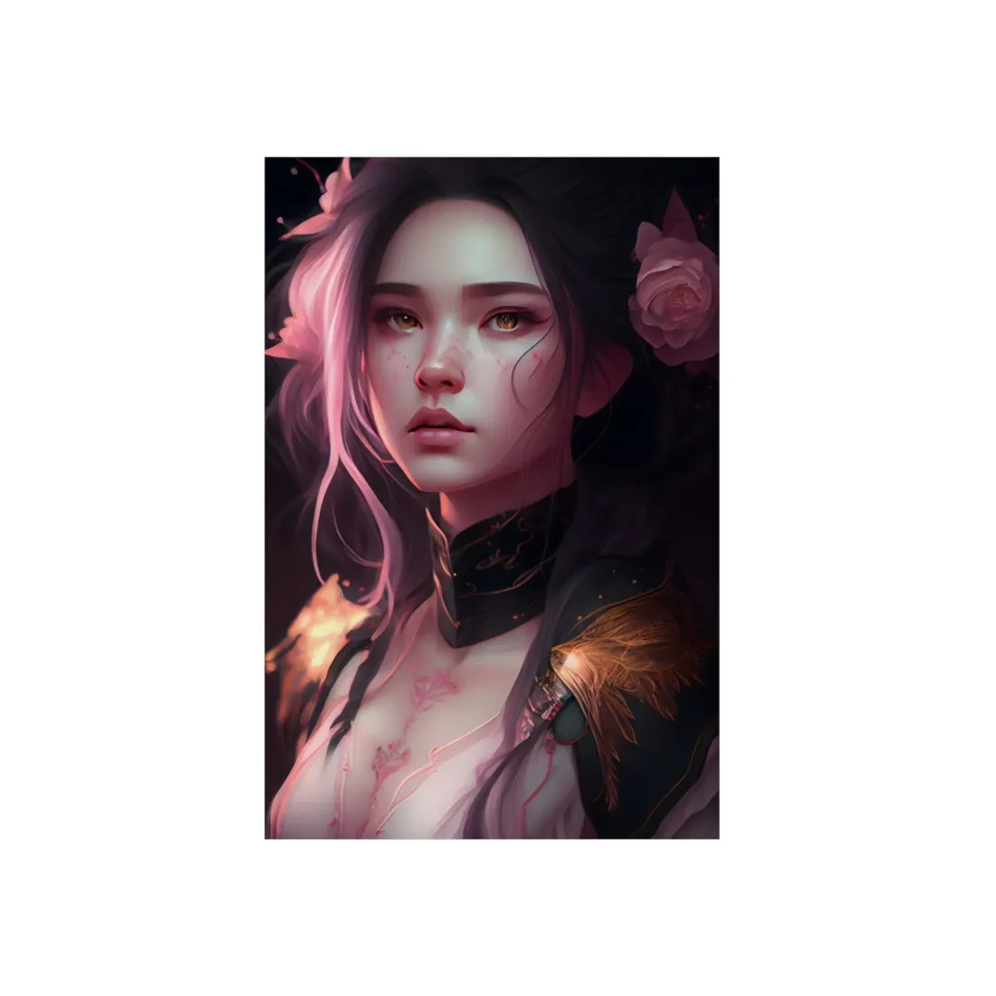 Soft Focus Portrait: Astonishing Female with Pink Hair in a Dre - Metal Poster