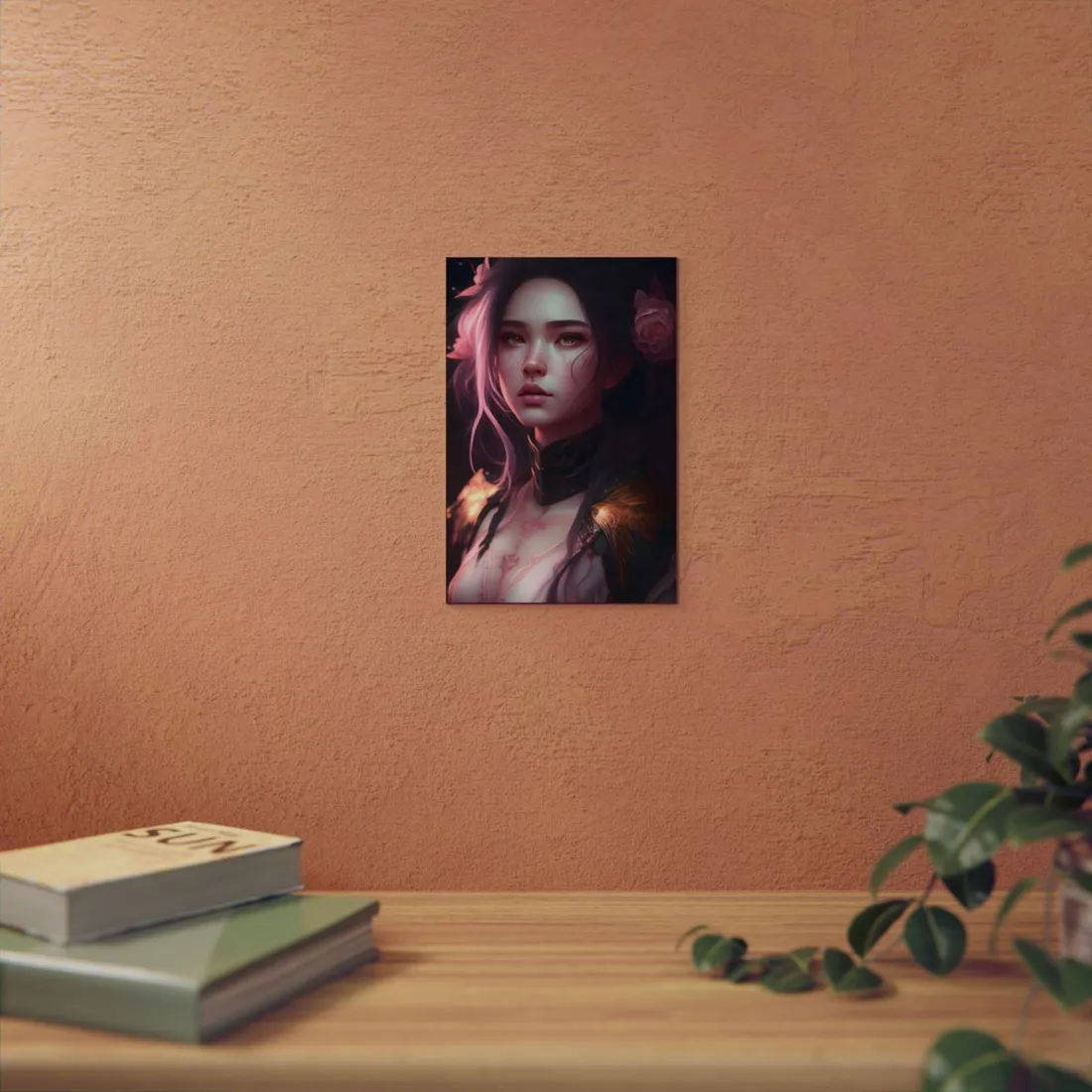 Soft Focus Portrait: Astonishing Female with Pink Hair in a Dre - Metal Poster