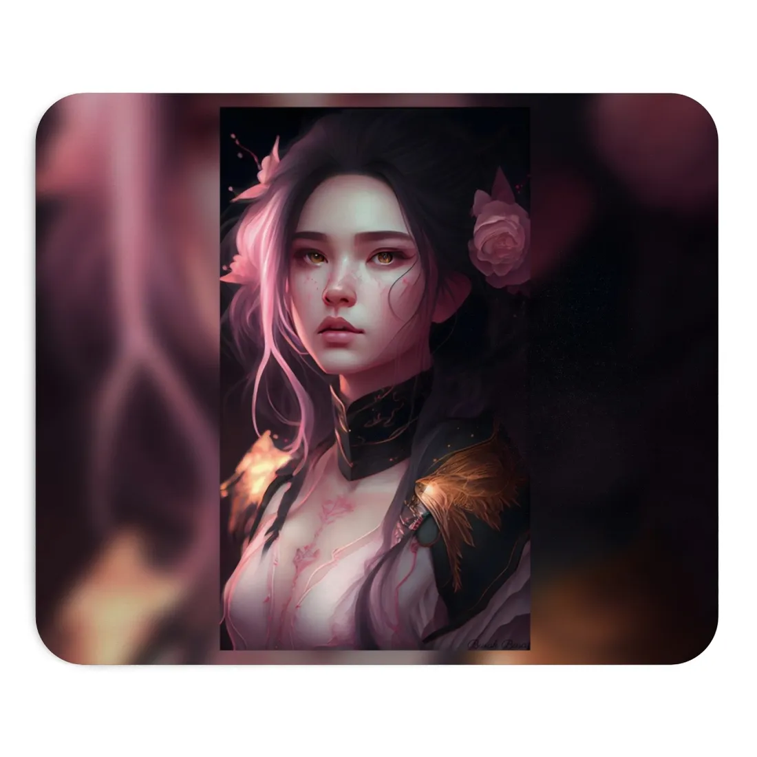 Soft Focus Portrait: Astonishing Female with Pink Hair in a Dre - Mouse Pad