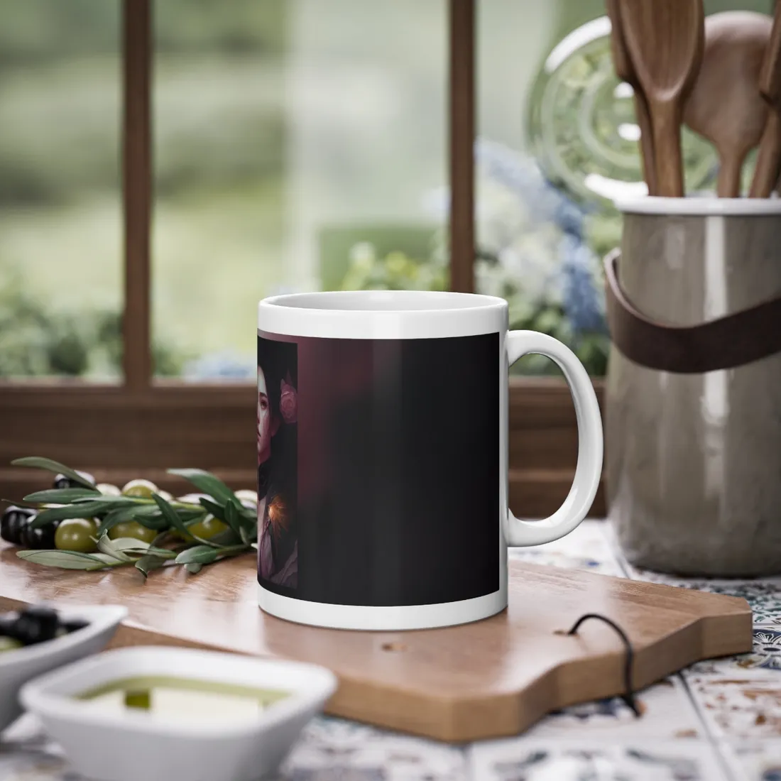 Soft Focus Portrait: Astonishing Female with Pink Hair in a Dre - Mug