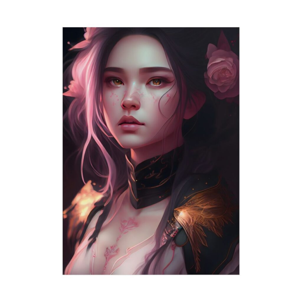 Soft Focus Portrait: Astonishing Female with Pink Hair in a Dre - Poster