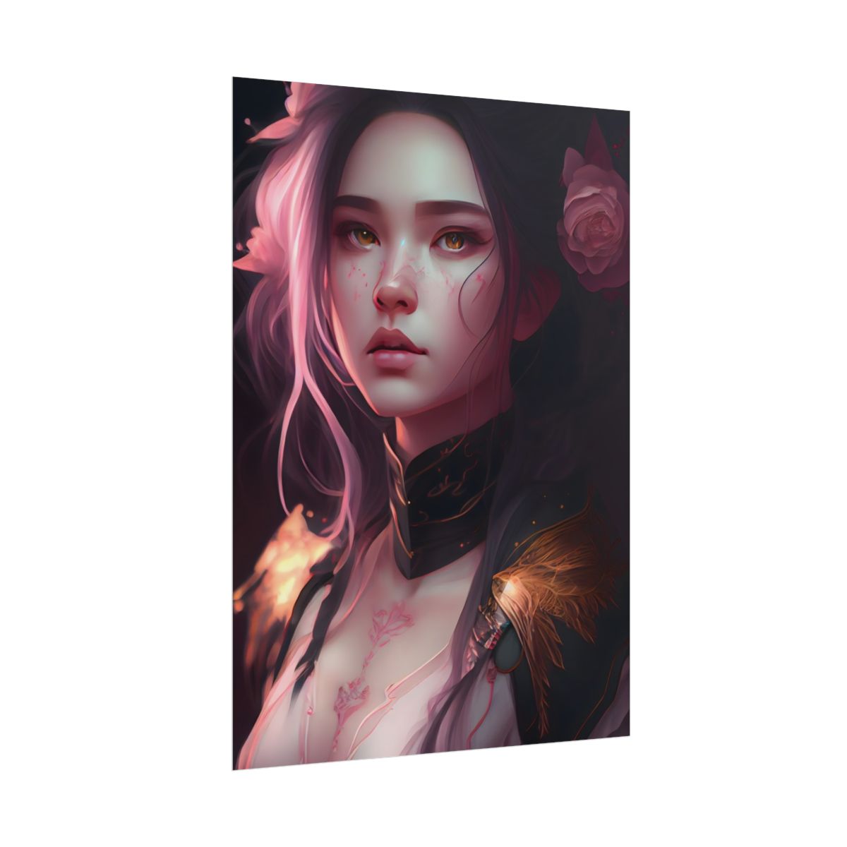 Soft Focus Portrait: Astonishing Female with Pink Hair in a Dre - Poster