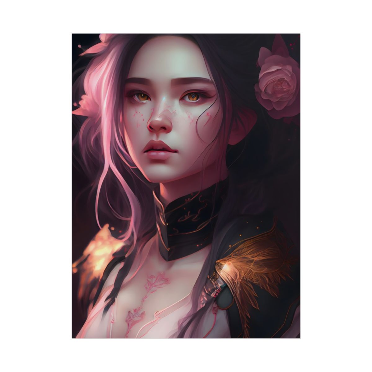 Soft Focus Portrait: Astonishing Female with Pink Hair in a Dre - Poster