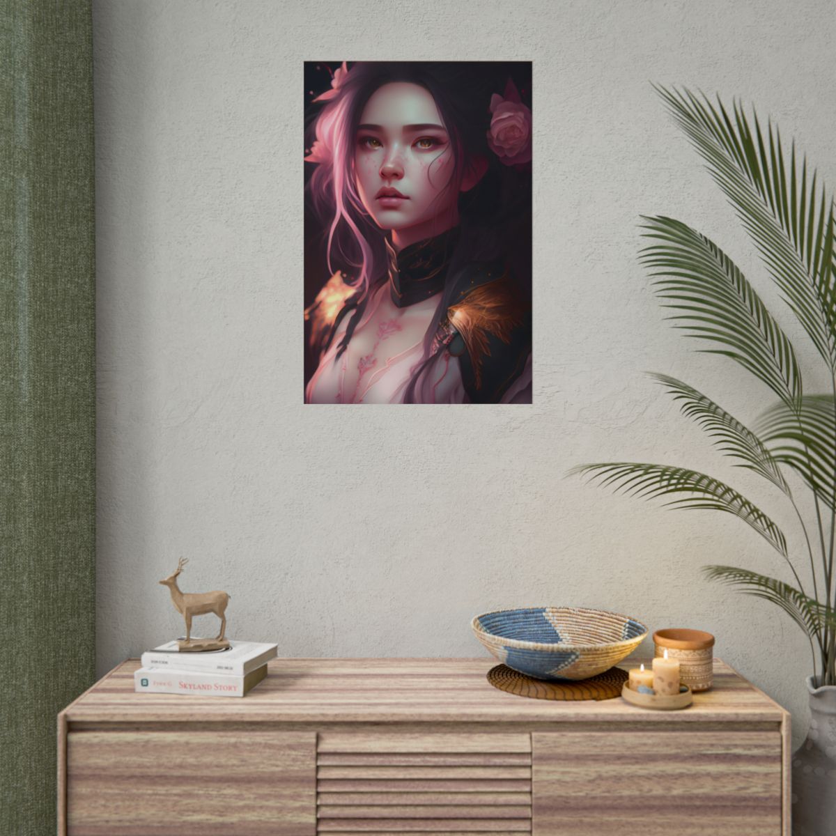 Soft Focus Portrait: Astonishing Female with Pink Hair in a Dre - Poster
