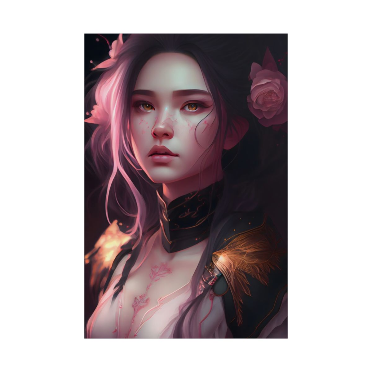 Soft Focus Portrait: Astonishing Female with Pink Hair in a Dre - Poster
