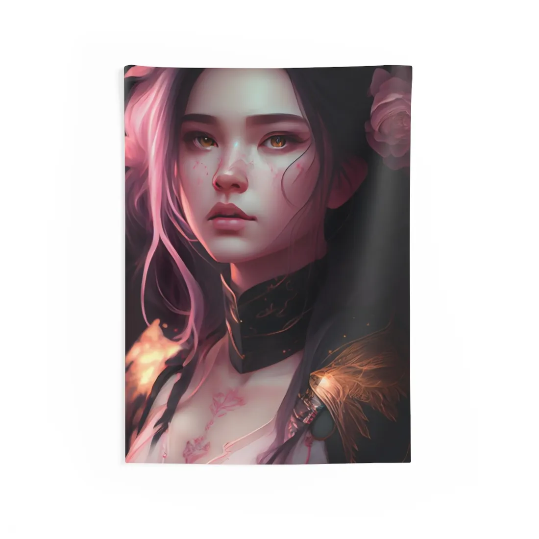 Soft Focus Portrait: Astonishing Female with Pink Hair in a Dre - Wall Tapestry
