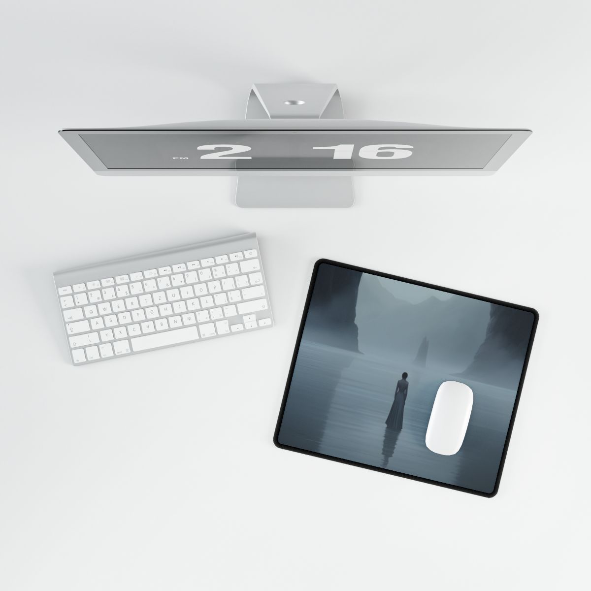 Soft Focus Portrait: Gentle Moment in Quiet Space - Desk Mat