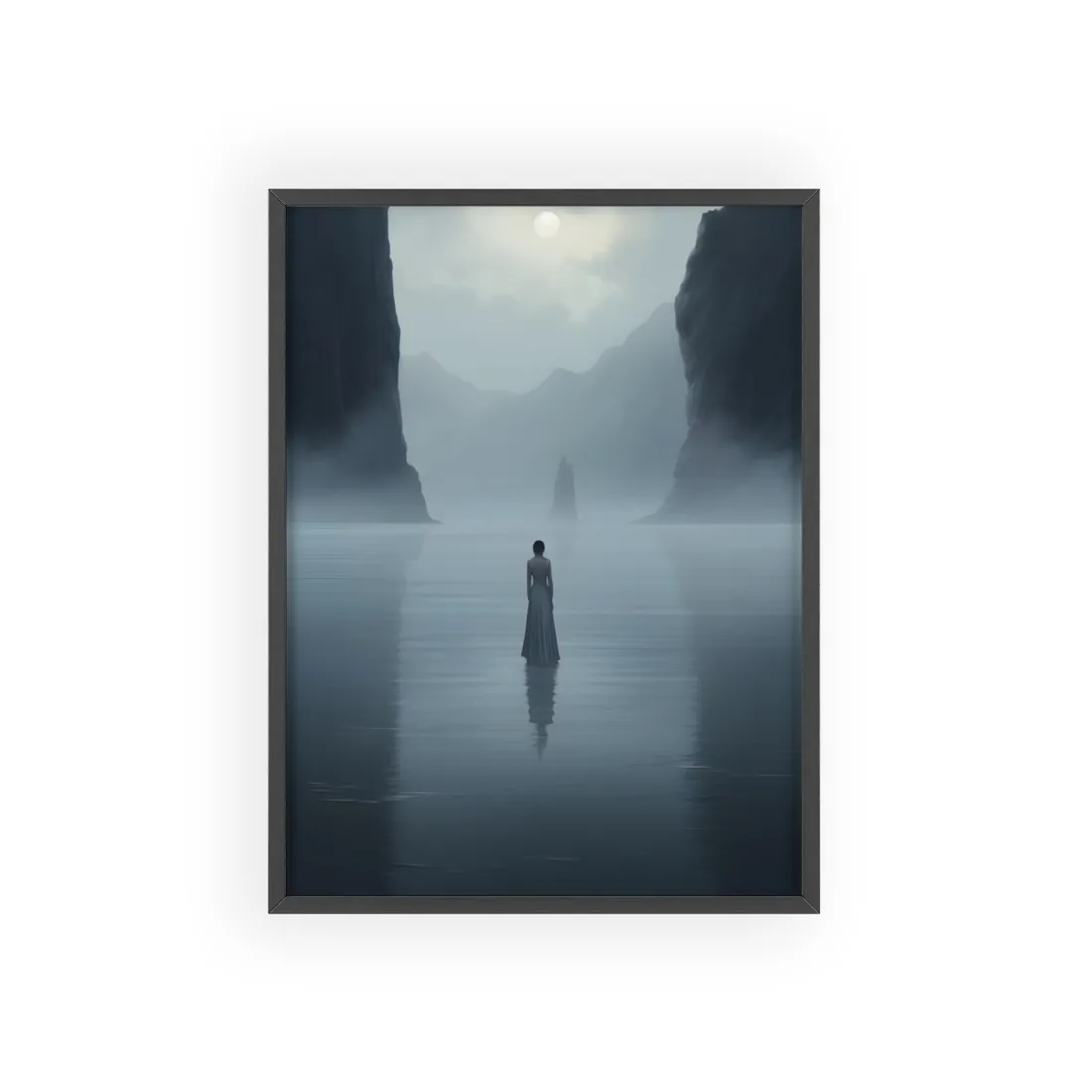 Soft Focus Portrait: Gentle Moment in Quiet Space - Framed Poster