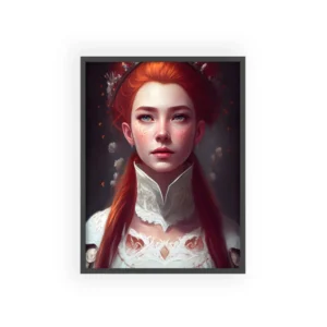 Red-Haired Woman in White Lace Framed Poster