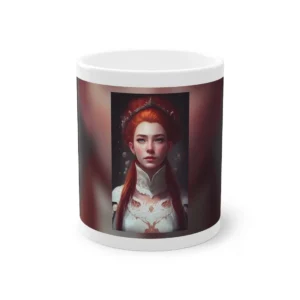 Red-Haired Woman in White Lace Mug