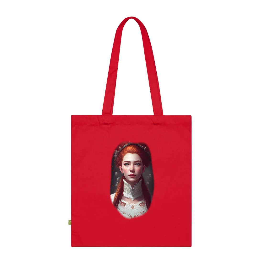 Soft Glow Redhead Portrait: Elegant Female Artwork in Dress Tote Bag - Tote Bag (Classic Red)