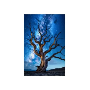 Bare Tree Under Milky Way Metal Poster